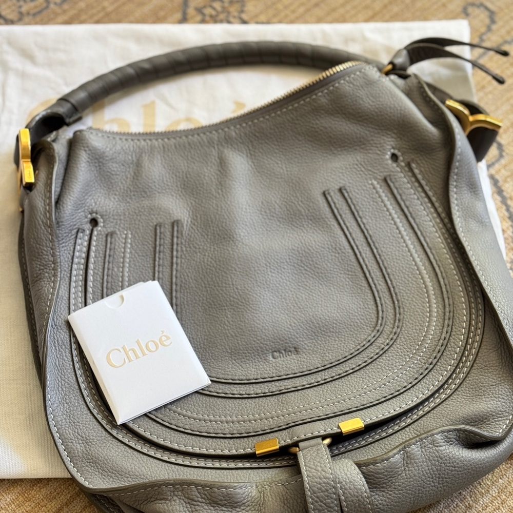 Chloe Marcie Shoulder Hobo Bag - Grey